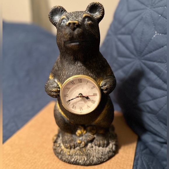 Other - Black Bear statue with clock belly. Clock WORKS! Unique!!